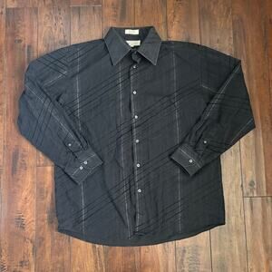 Y2K Skater Eighty Eight Button Up Shirt Mens XL Black Striped Glittery 2000s
